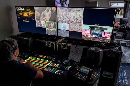 Concert equipment testing ahead of an arena performance